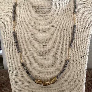 Gold and silver beaded necklace, 19 inch